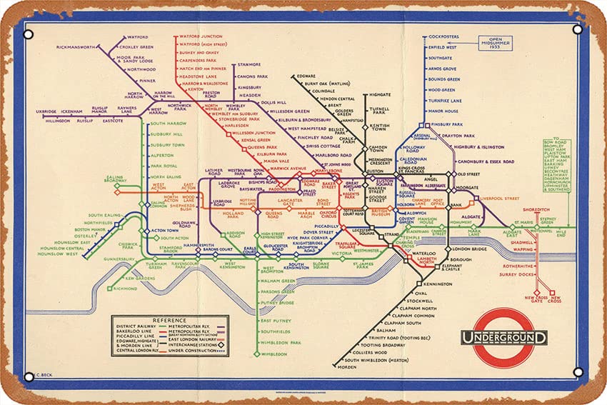 Vintage Collectible Posters - muecddoa Retro London Underground Tube Map