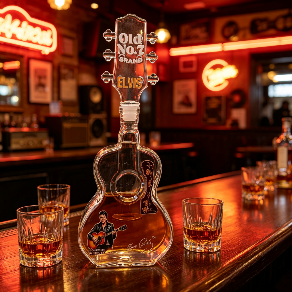 Elvis Presley Guitar Shaped Gl - Vintage Collectible Liquor Bottles review and price